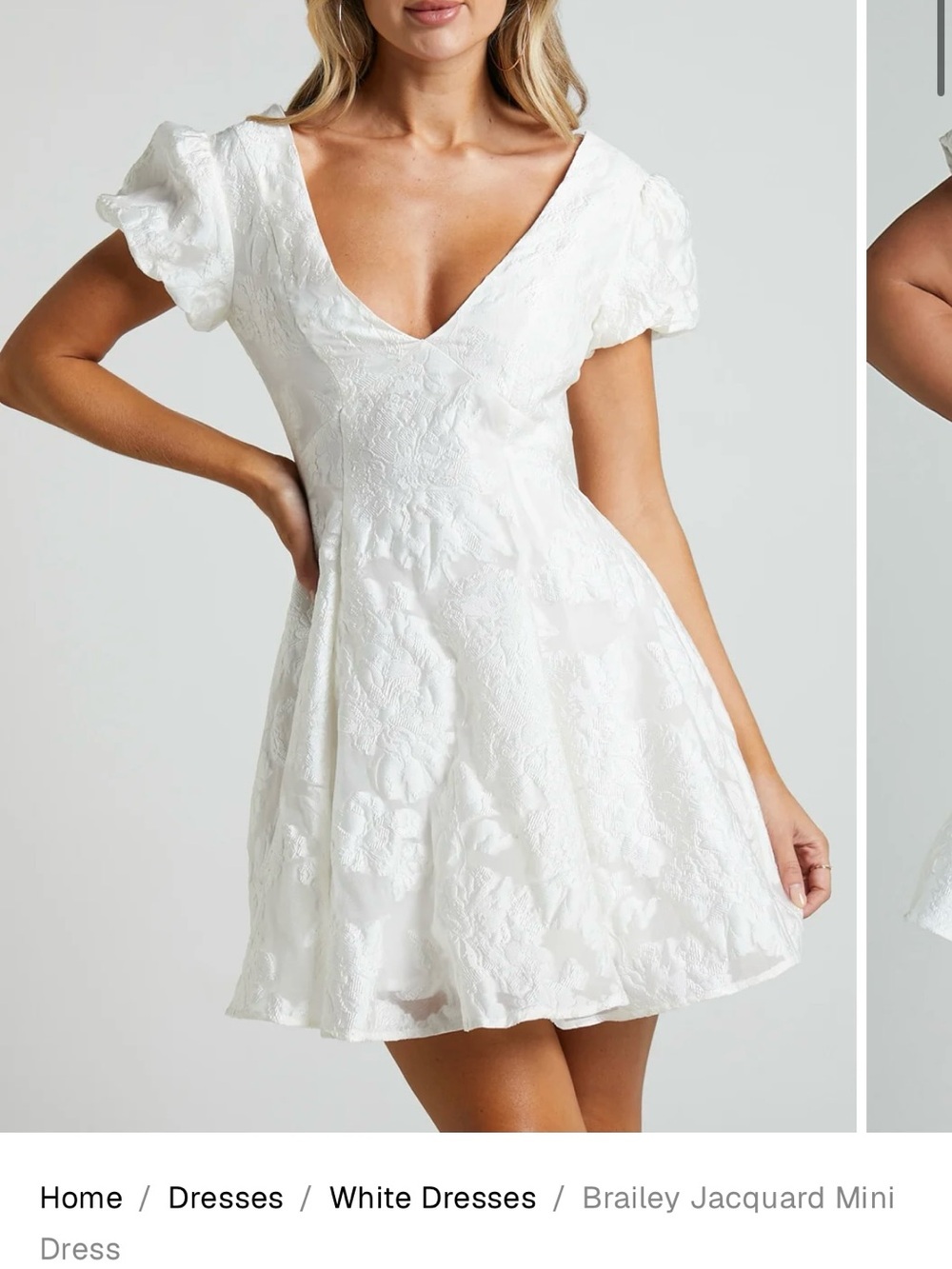 Jacquard Mini Dress — White